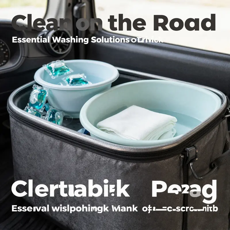 A truck driver efficiently using laundry machines at a truck stop, demonstrating the convenience of roadside washing facilities.