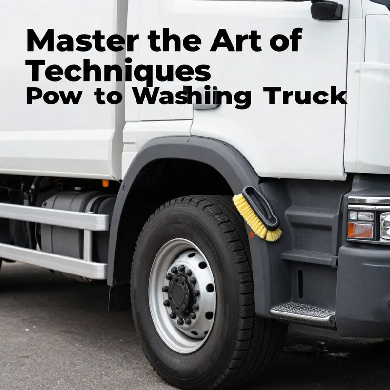 An organized preparation area for power washing a truck.