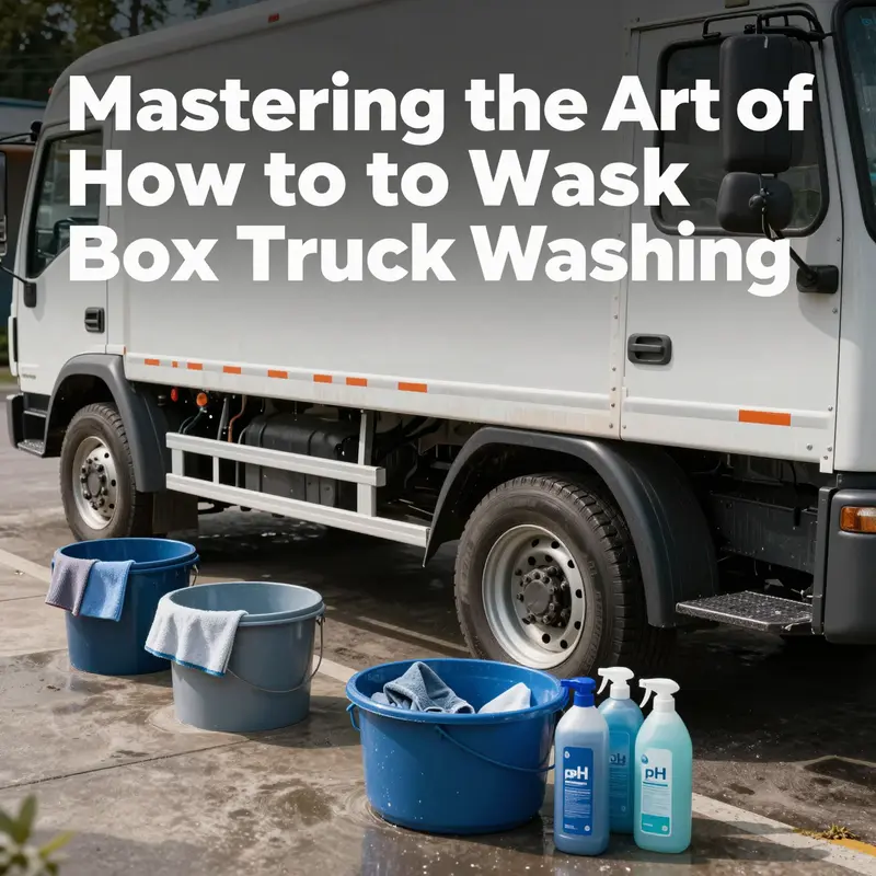 Organized washing station demonstrating essential tools and setup for box truck maintenance.