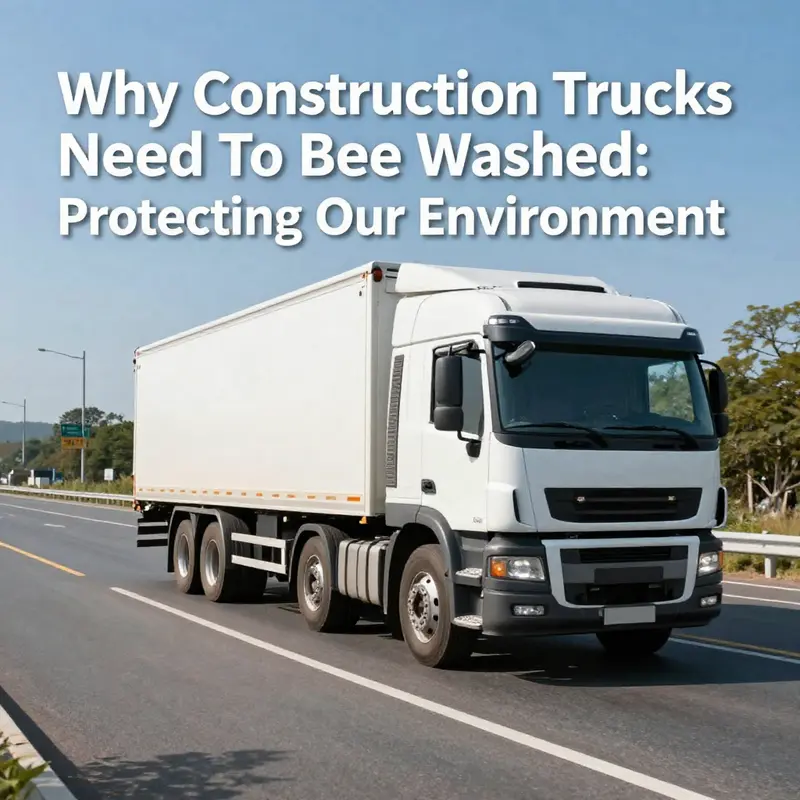 A construction truck being cleaned to control dust and prevent pollution.