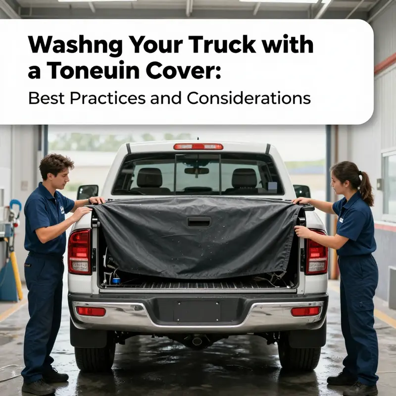A fleet manager applying gentle washing techniques to maintain the integrity of a truck with a tonneau cover.