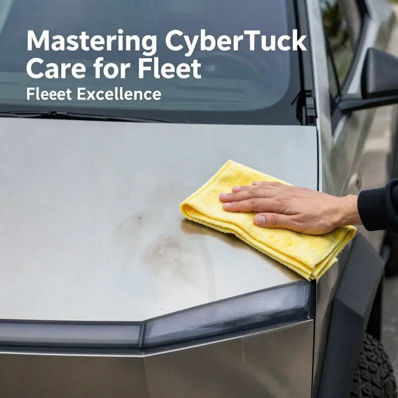 Gently washing the Cybertruck with a soft sponge to maintain its pristine appearance.