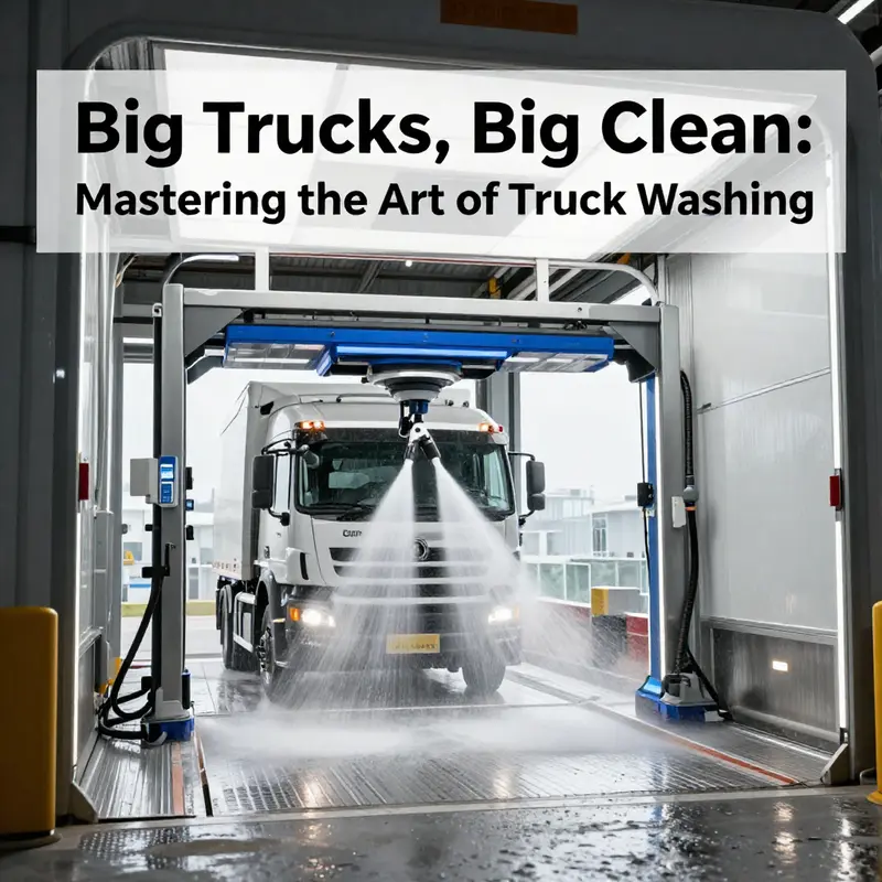 A professional truck wash facility utilizing advanced operational techniques to clean large vehicles.