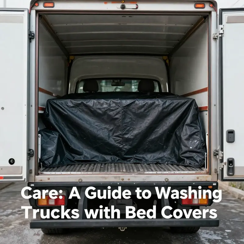 Truck entering a car wash, emphasizing the importance of truck bed cover maintenance.
