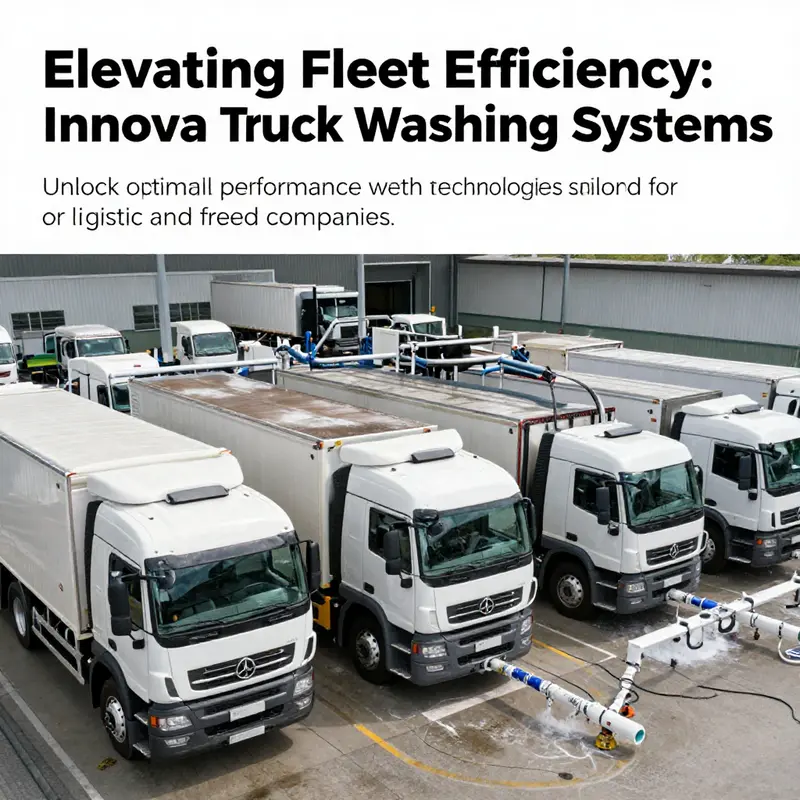 An expansive truck wash facility with various vehicles being cleaned, showcasing modern washing technologies.