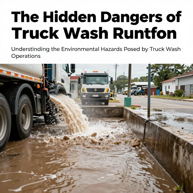A truck wash area discharging water that leads to visibly polluted water bodies.