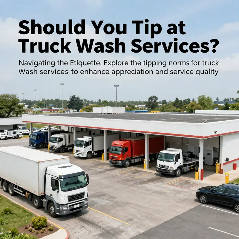 A wide-angle view of a busy truck wash facility, representing the service industry.
