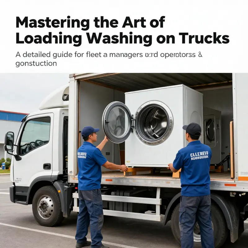 Fleet personnel loading a washing machine onto a truck, emphasizing teamwork and safety practices.