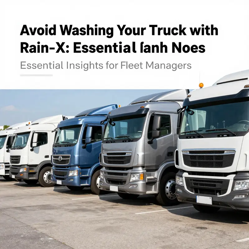 Image of a clean, well-maintained fleet of trucks under a bright blue sky, representing optimal vehicle care.