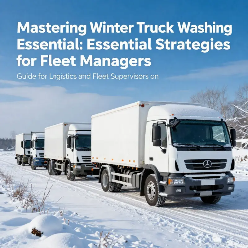 Series of clean trucks in a winter landscape demonstrating effective vehicle maintenance.