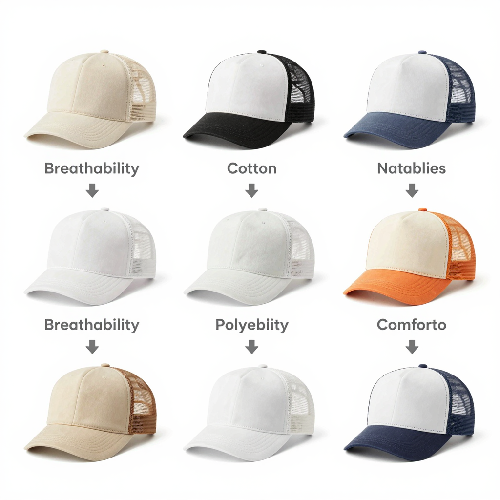 Materials used in trucker hats with descriptions
