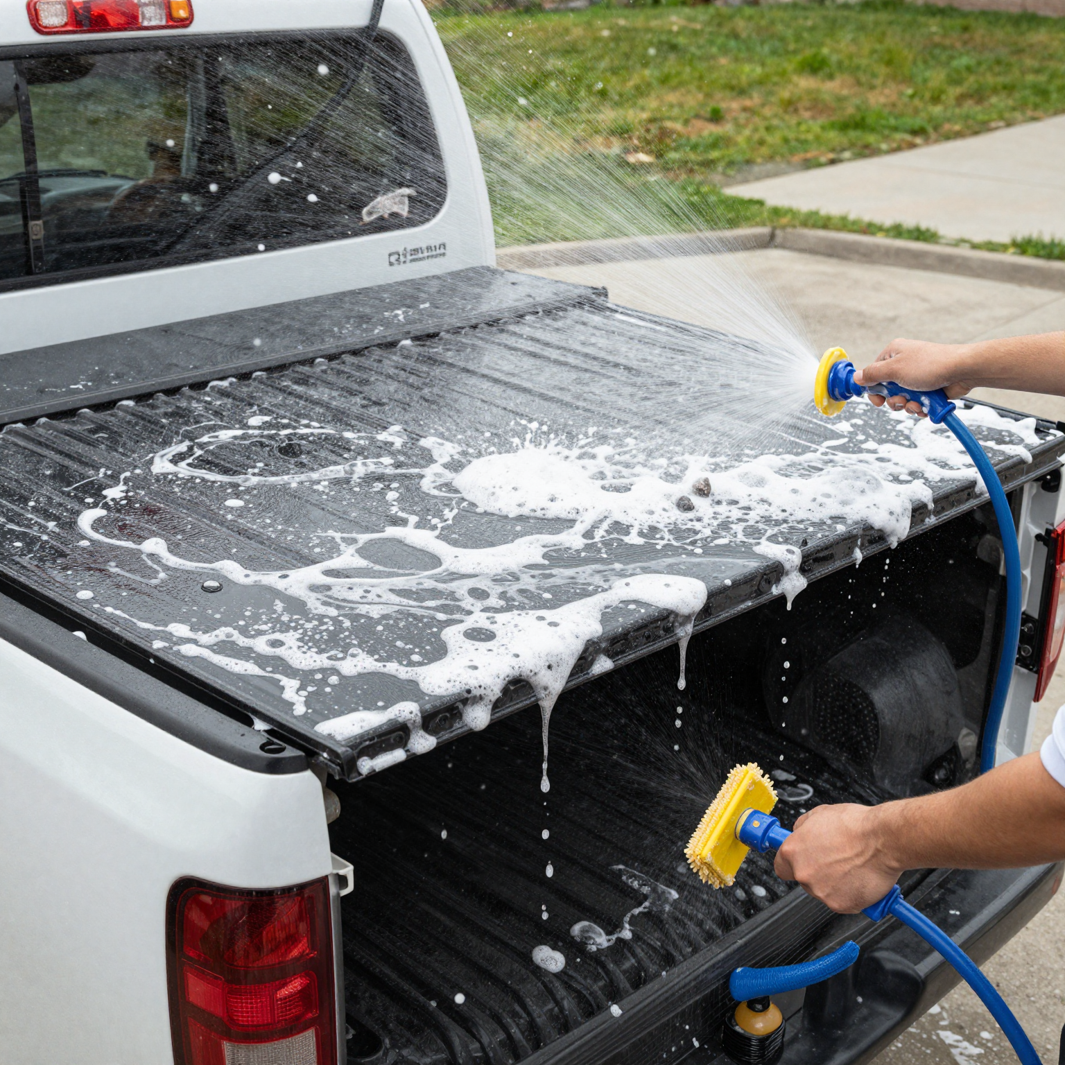 Truck with Tonneau Cover Being Washed