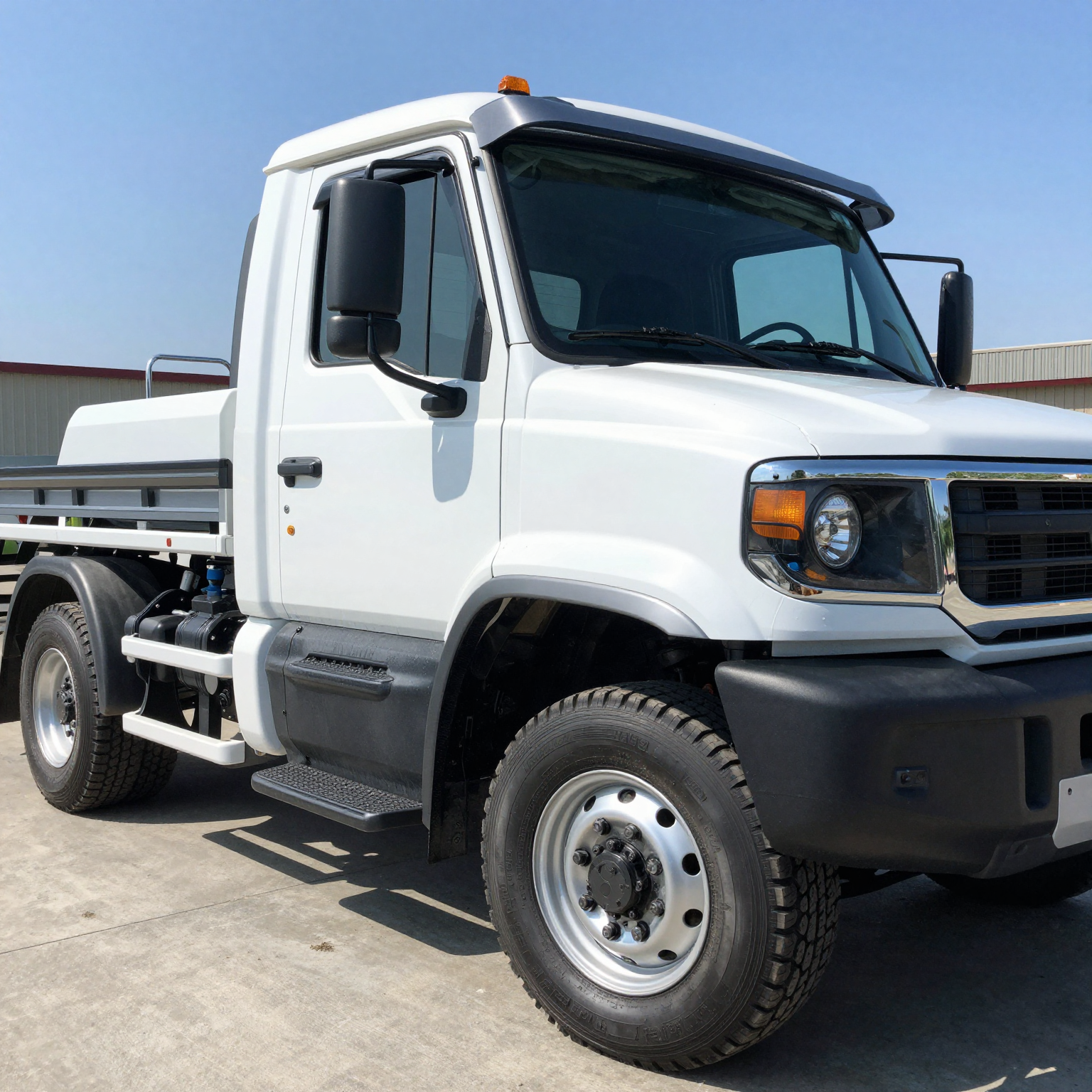 A well-maintained truck showcasing its shiny exterior and polished tires.