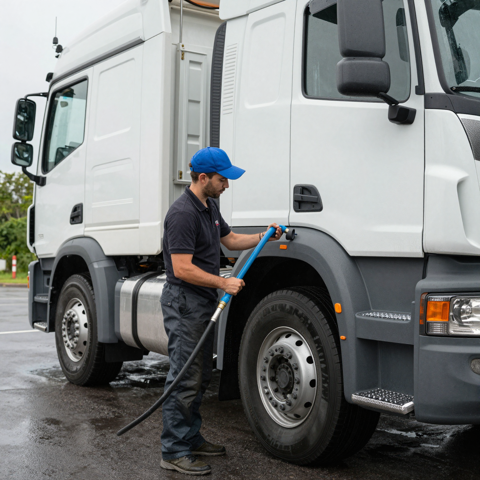 Truck washing service in action
