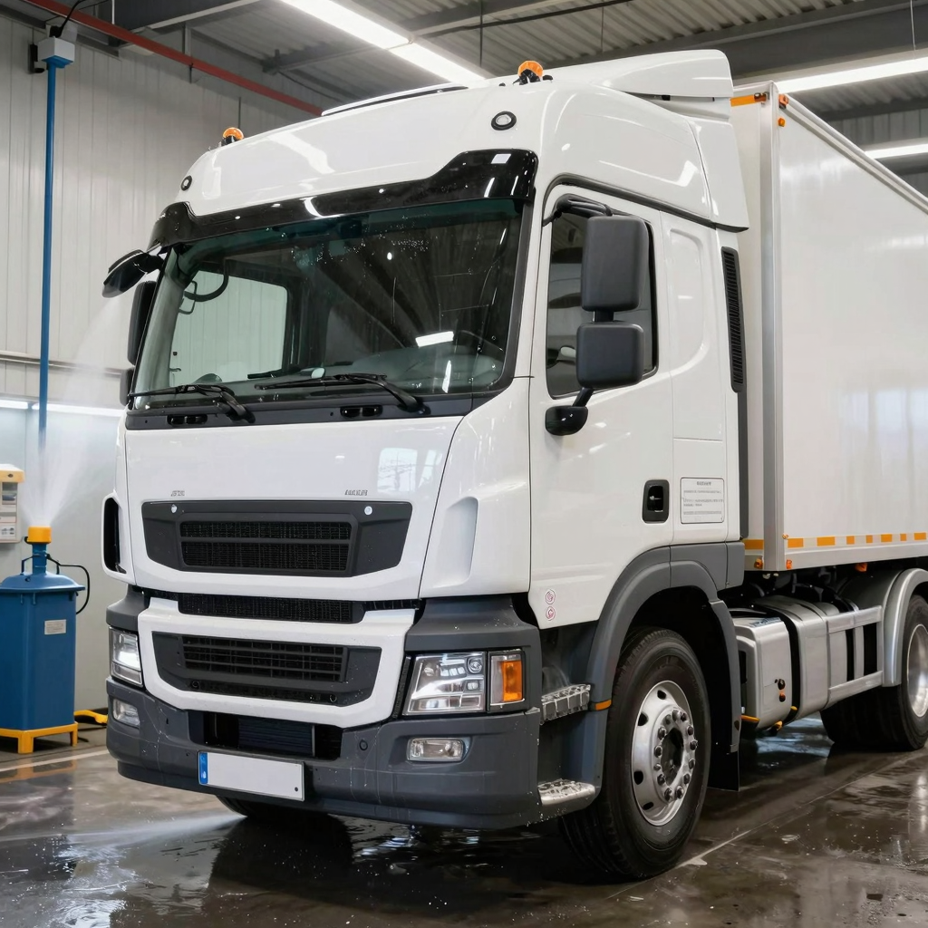 A clean truck in a professional wash facility