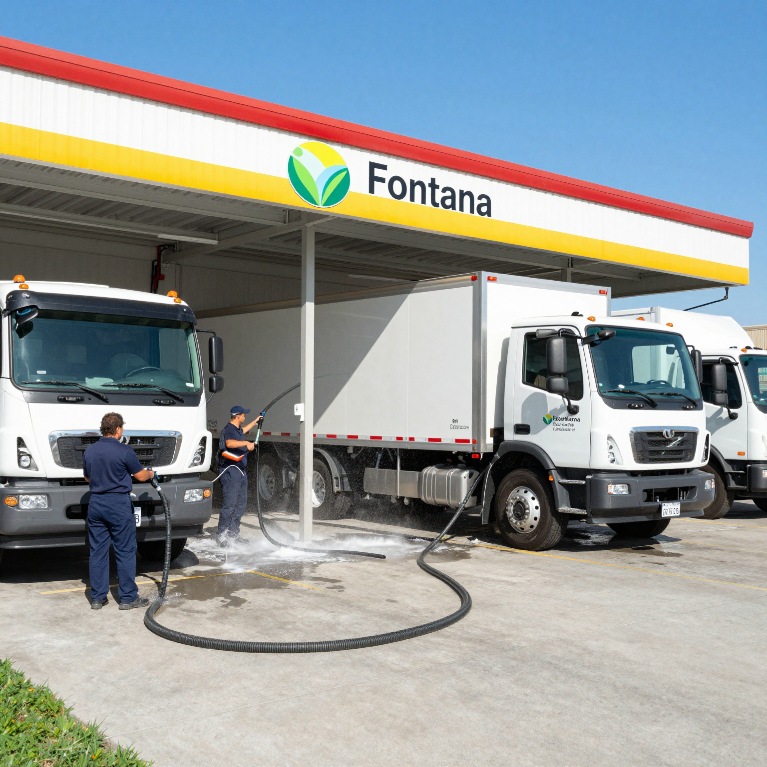 A modern truck wash facility in Fontana