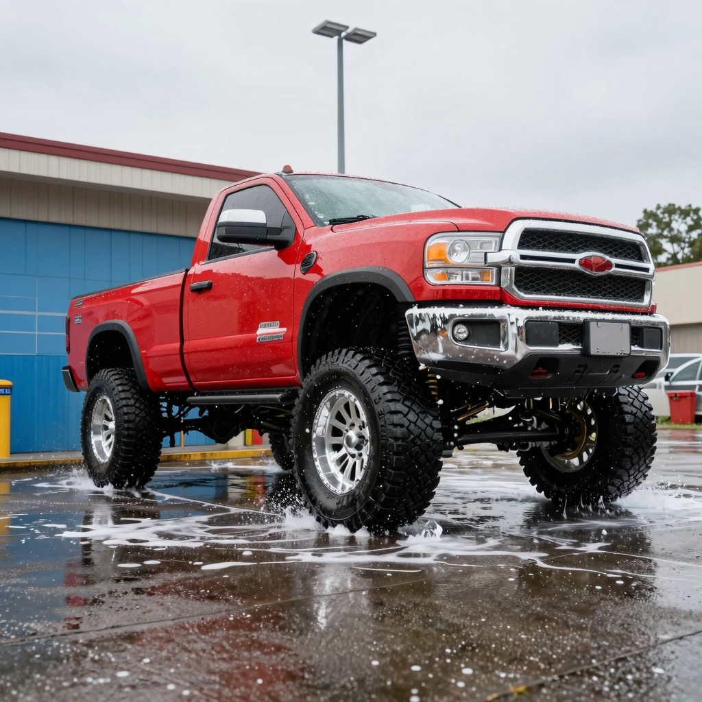 Lifted Truck in Car Wash