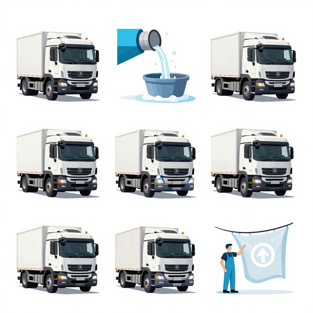 Step-by-step truck washing infographic