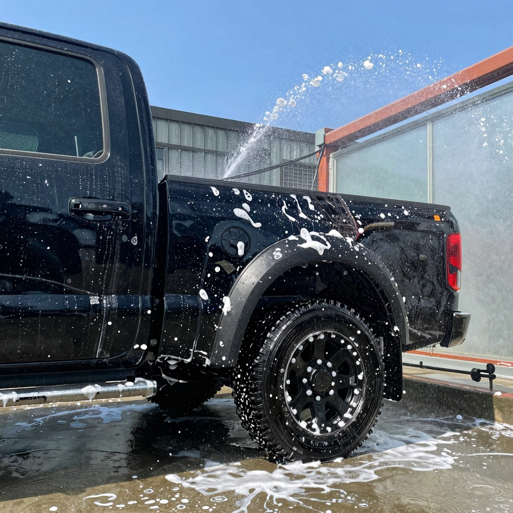 Black Truck Being Washed