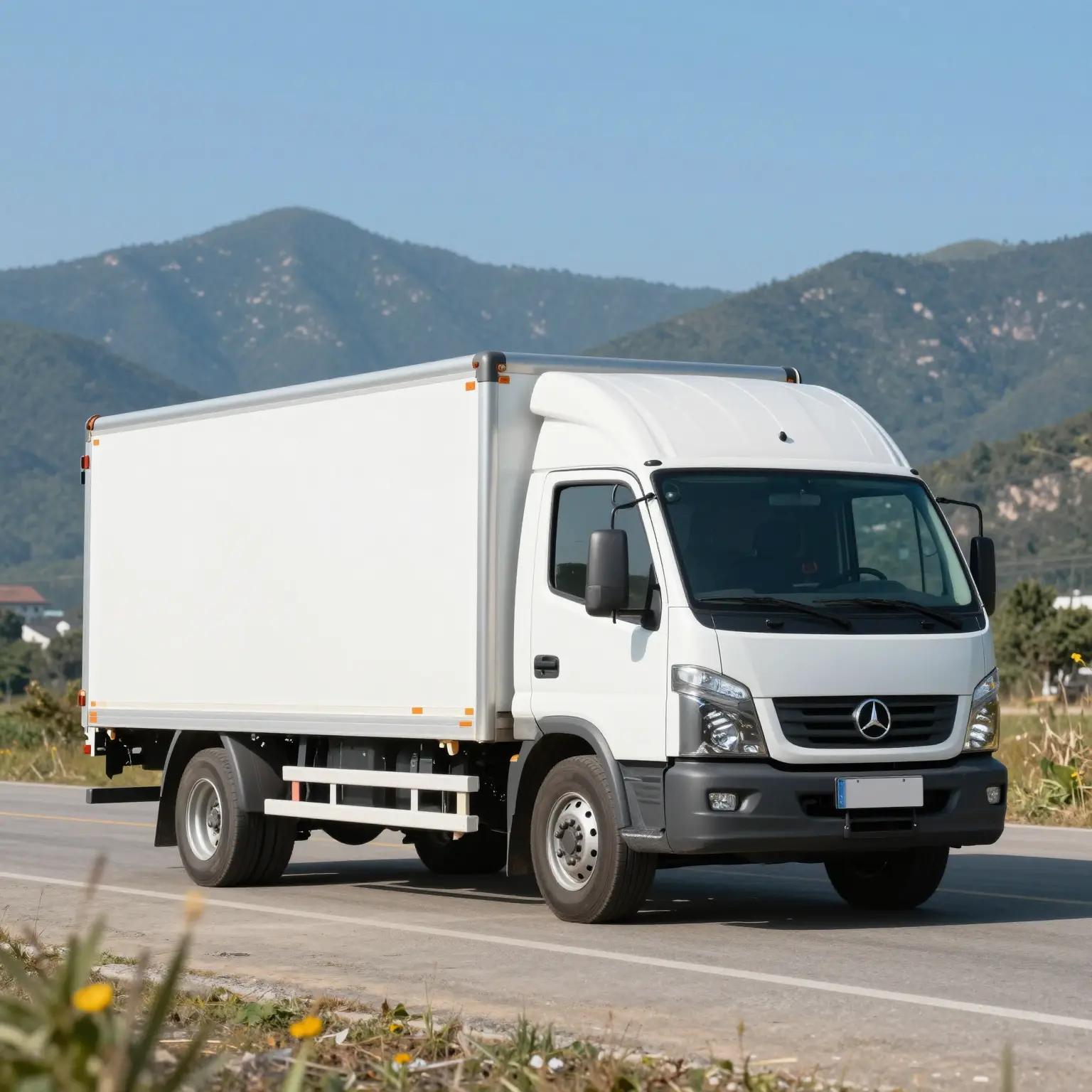 A clean truck parked in a picturesque scenic location