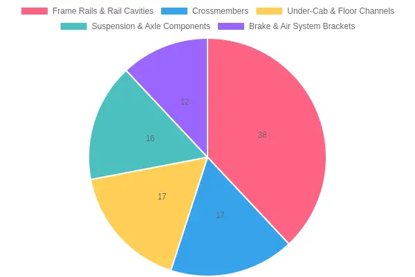 Estimated Distribution of Retained Salt & Moisture Across Truck Undercarriage Zones