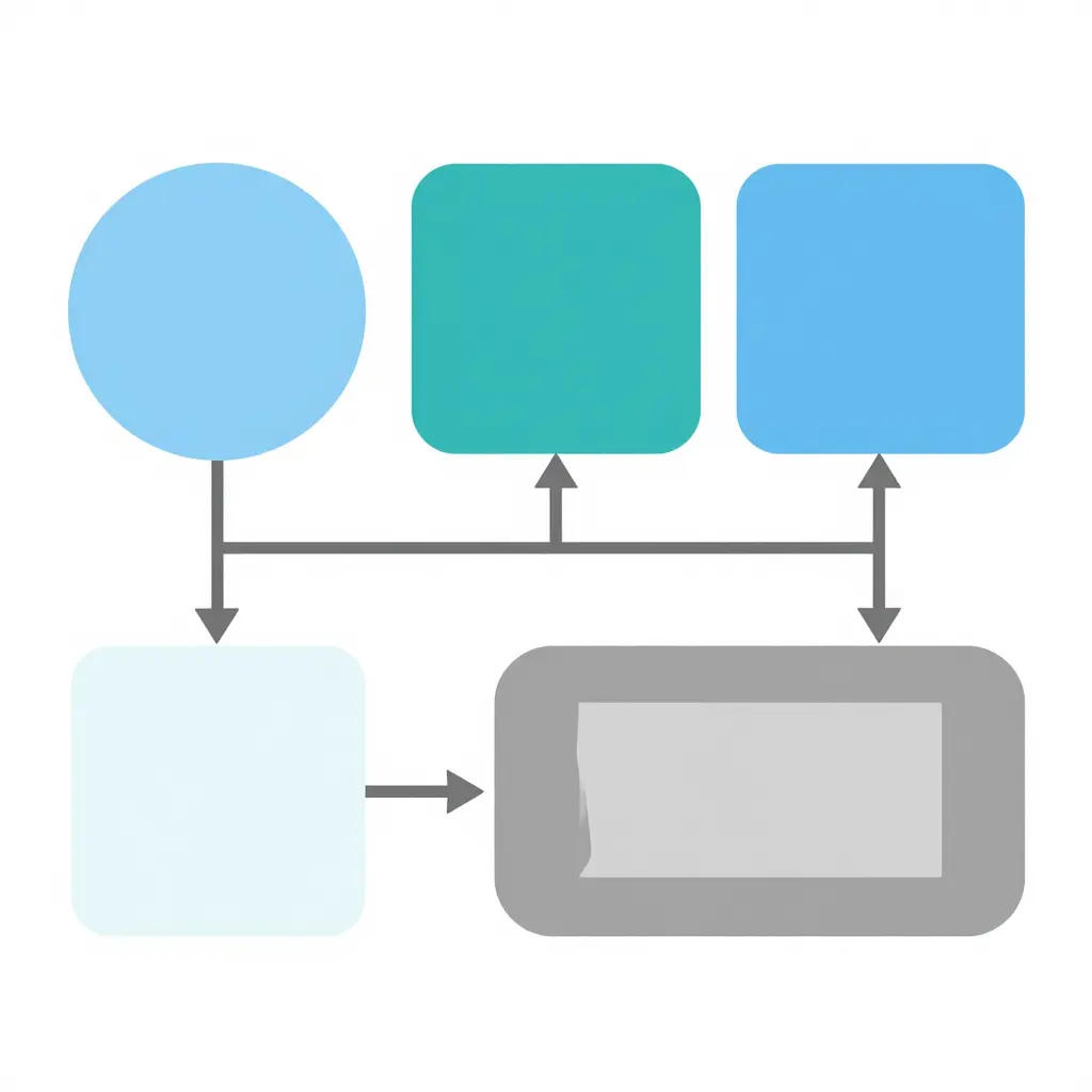 Two-dimensional flat vector flow diagram showing five connected geometric shapes in a left-to-right sequence, linked by thin arrowed lines to represent the handoff between pre-rinse, wash, first rinse, spot-free sheeting rinse, and immediate towel dry of trim